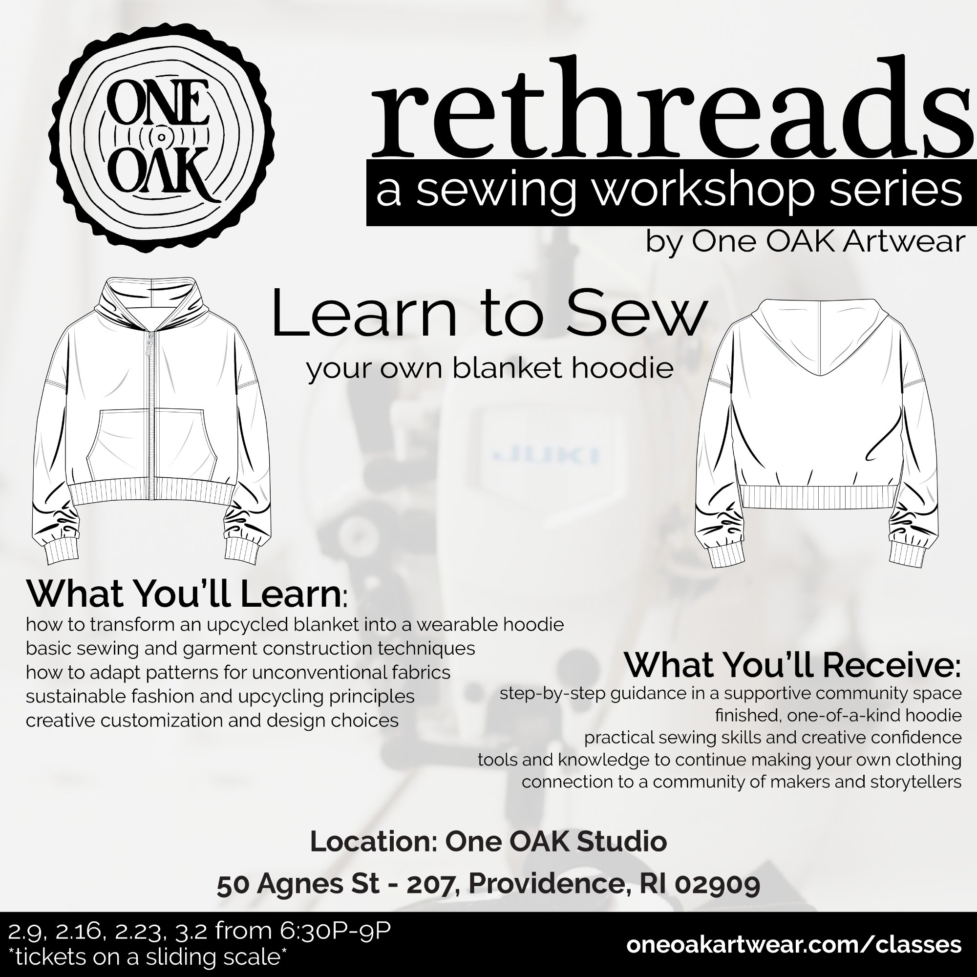 ReThreads Blanket Hoodie Series workshop poster